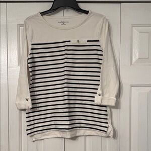 Croft & Barrow White and Black Striped Tee